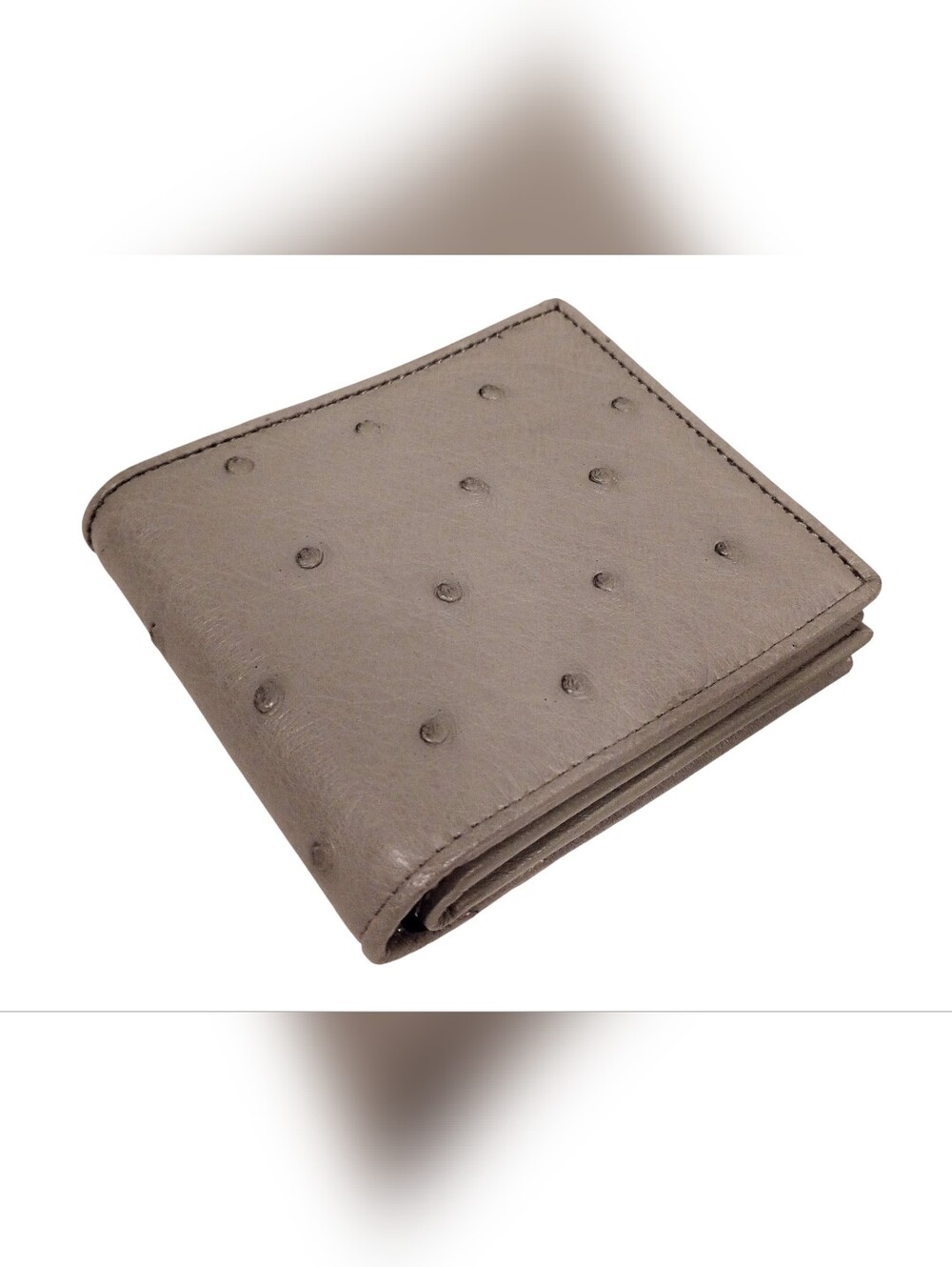 Genuine Gray Ostrich Leather Bifold Wallet - Real Exotic Skin - Picture 5 of 10